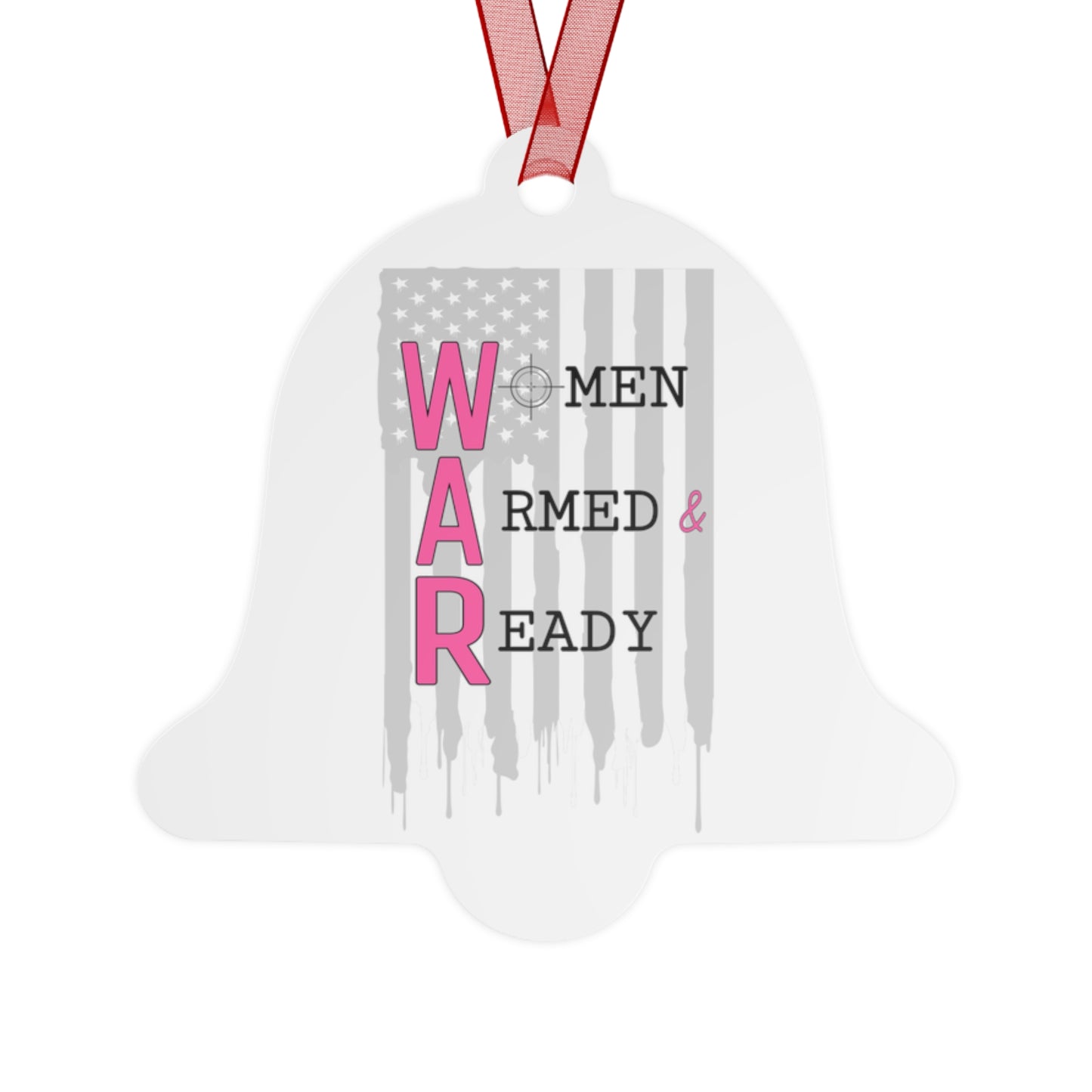 Women Armed & Ready Grey Flag Metal Ornaments