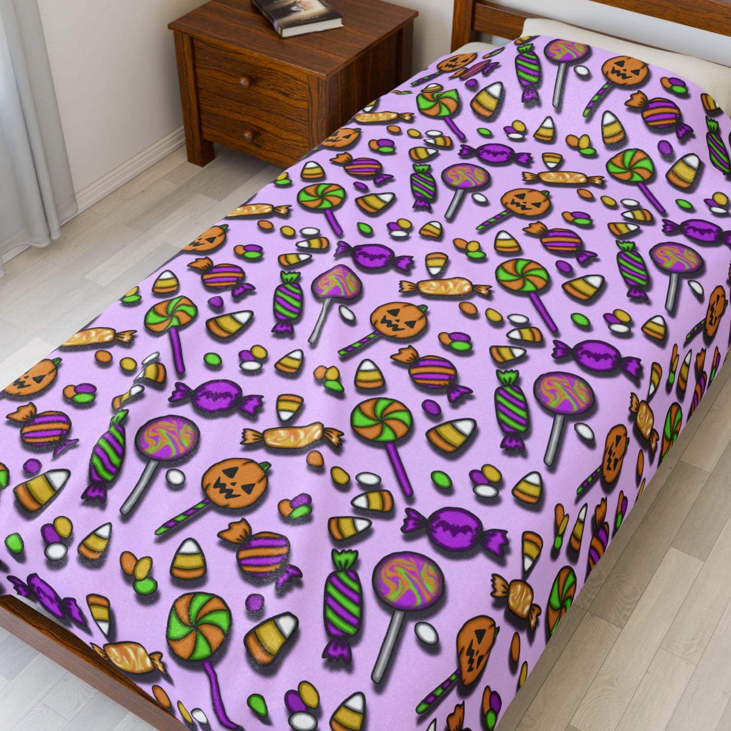 Halloween Candy Velveteen Plush Blanket