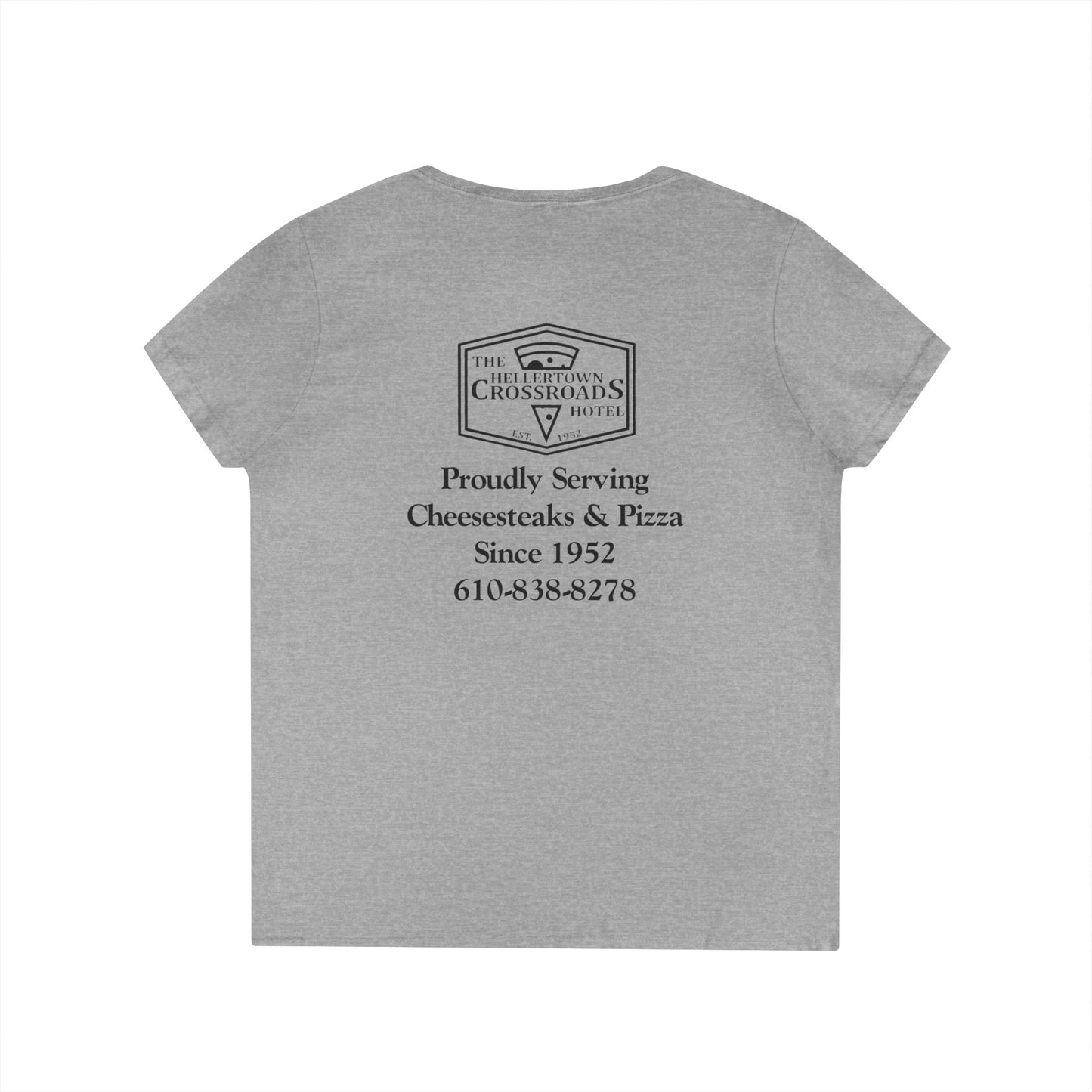 Ladies' V-Neck T-Shirt - Hellertown Crossroads Hotel Design