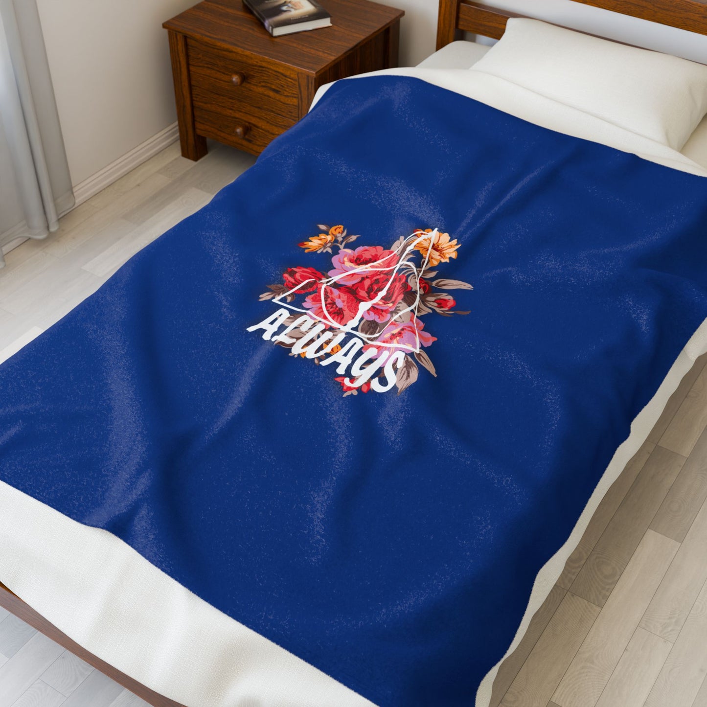 Raven Claw 'Always' Floral Design Velveteen Plush Blanket