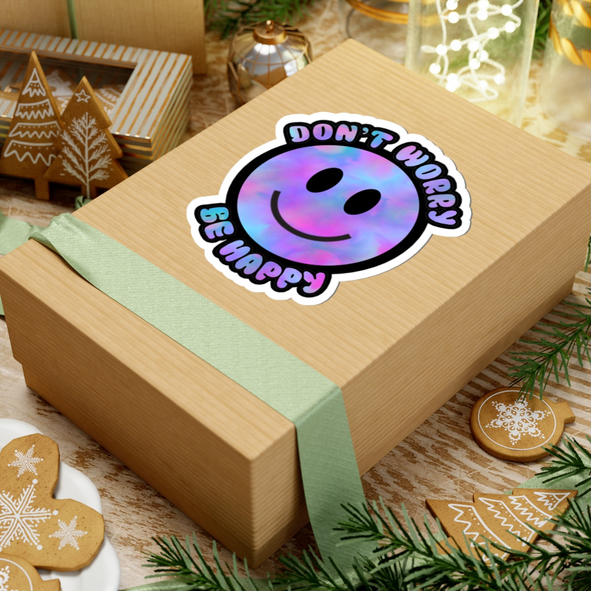 Don’t Worry Be Happy Kiss-Cut Stickers | Positive Vibes Decals for Laptops & Journals