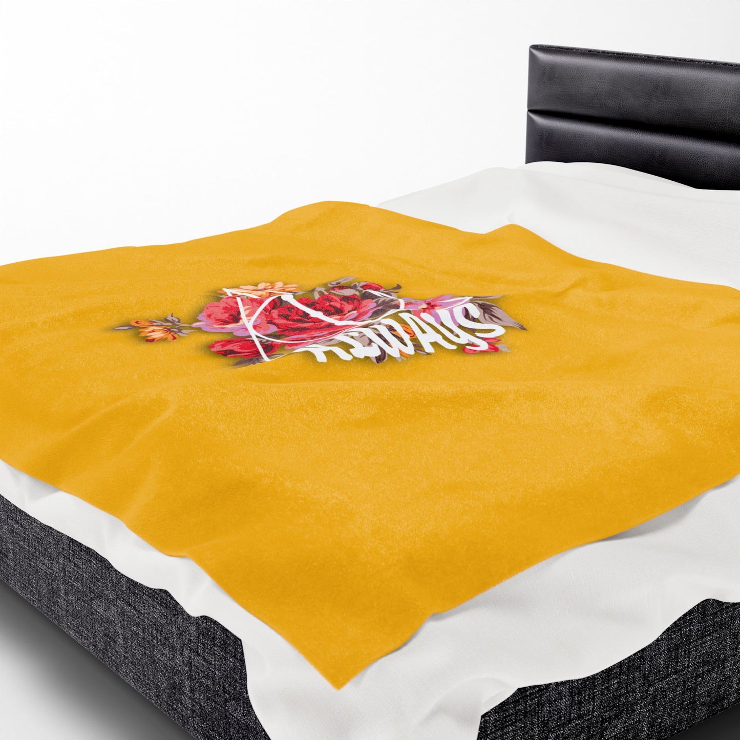 Hufflepuff 'Always' Floral Design - Velveteen Plush Blanket