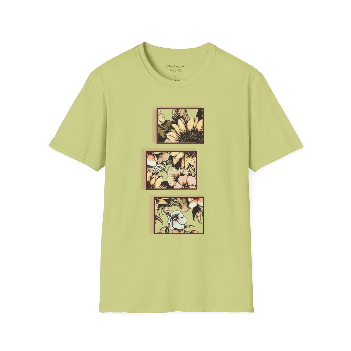 custom vintage flower shirt yellow green