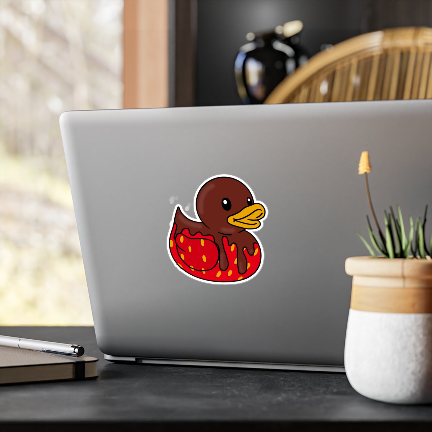 Chocolate Covered Strawberry Duck Kiss-Cut Vinyl Decal