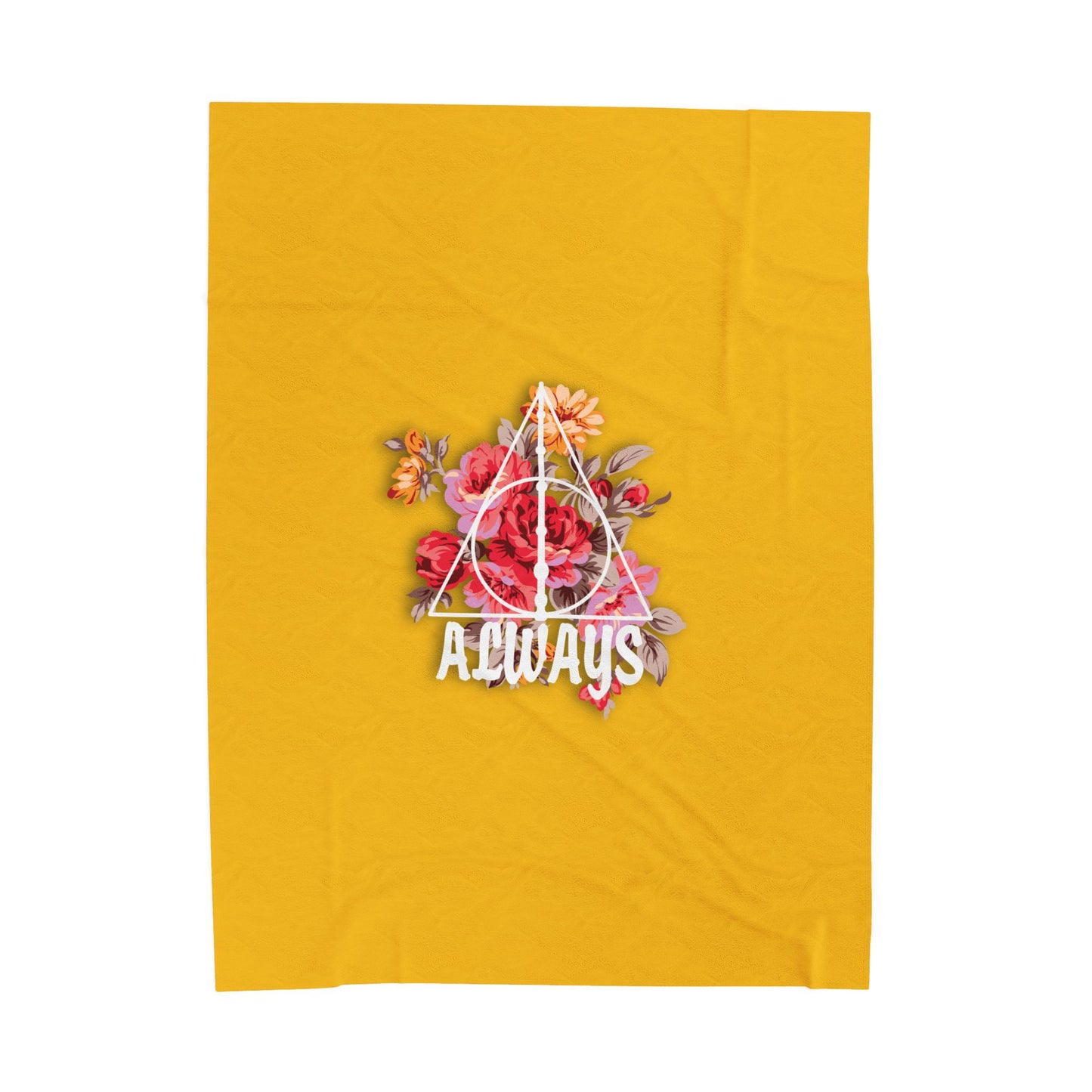 Hufflepuff 'Always' Floral Design - Velveteen Plush Blanket