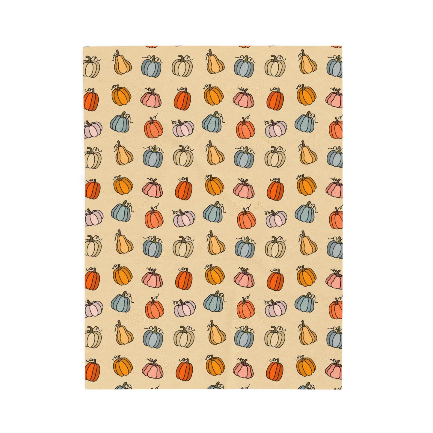 Pumpkin Patterned Velveteen Plush Blanket