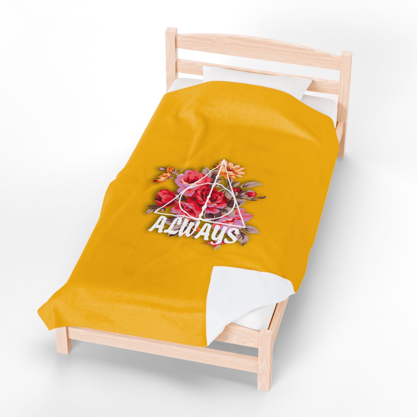 Hufflepuff 'Always' Floral Design - Velveteen Plush Blanket