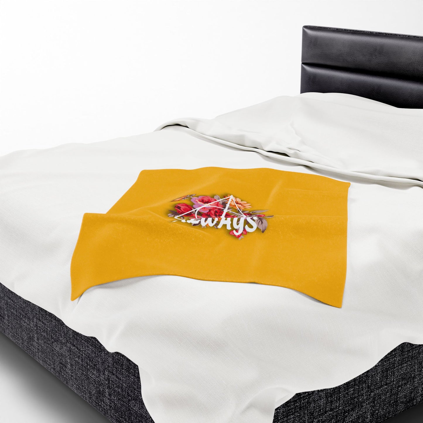 Hufflepuff 'Always' Floral Design - Velveteen Plush Blanket