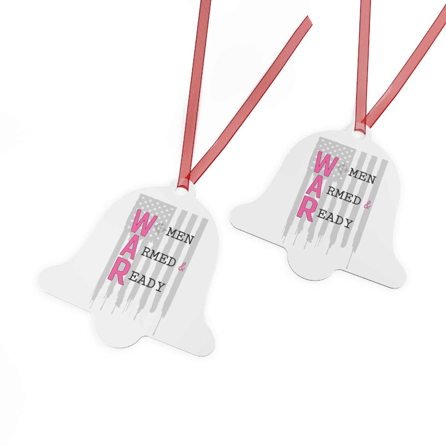 Women Armed & Ready Grey Flag Metal Ornaments