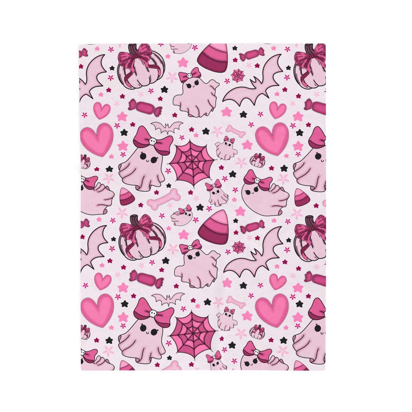 Cute Ghosts & Bats Velveteen Plush Blanket | Cozy Throw for Spooky Seasons