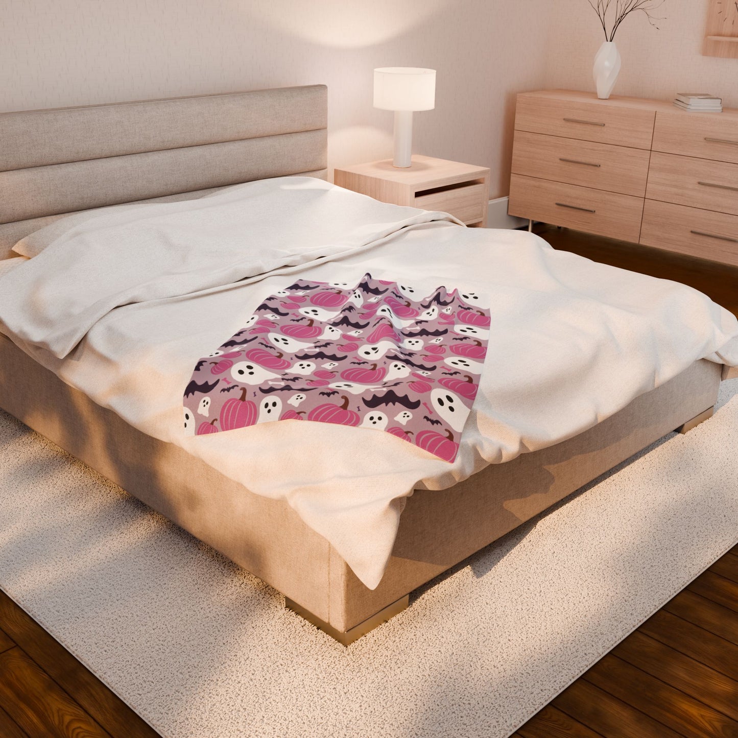 Halloween Ghost & Pumpkin Plush Blanket