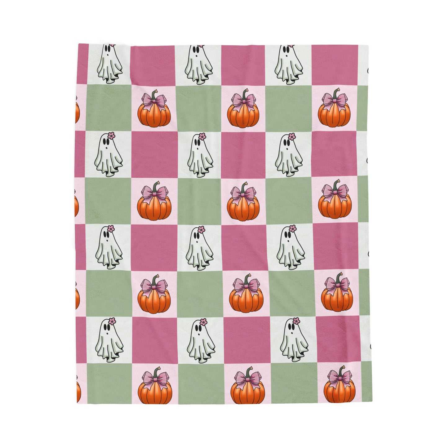 Halloween Ghost and Pumpkin Velveteen Plush Blanket