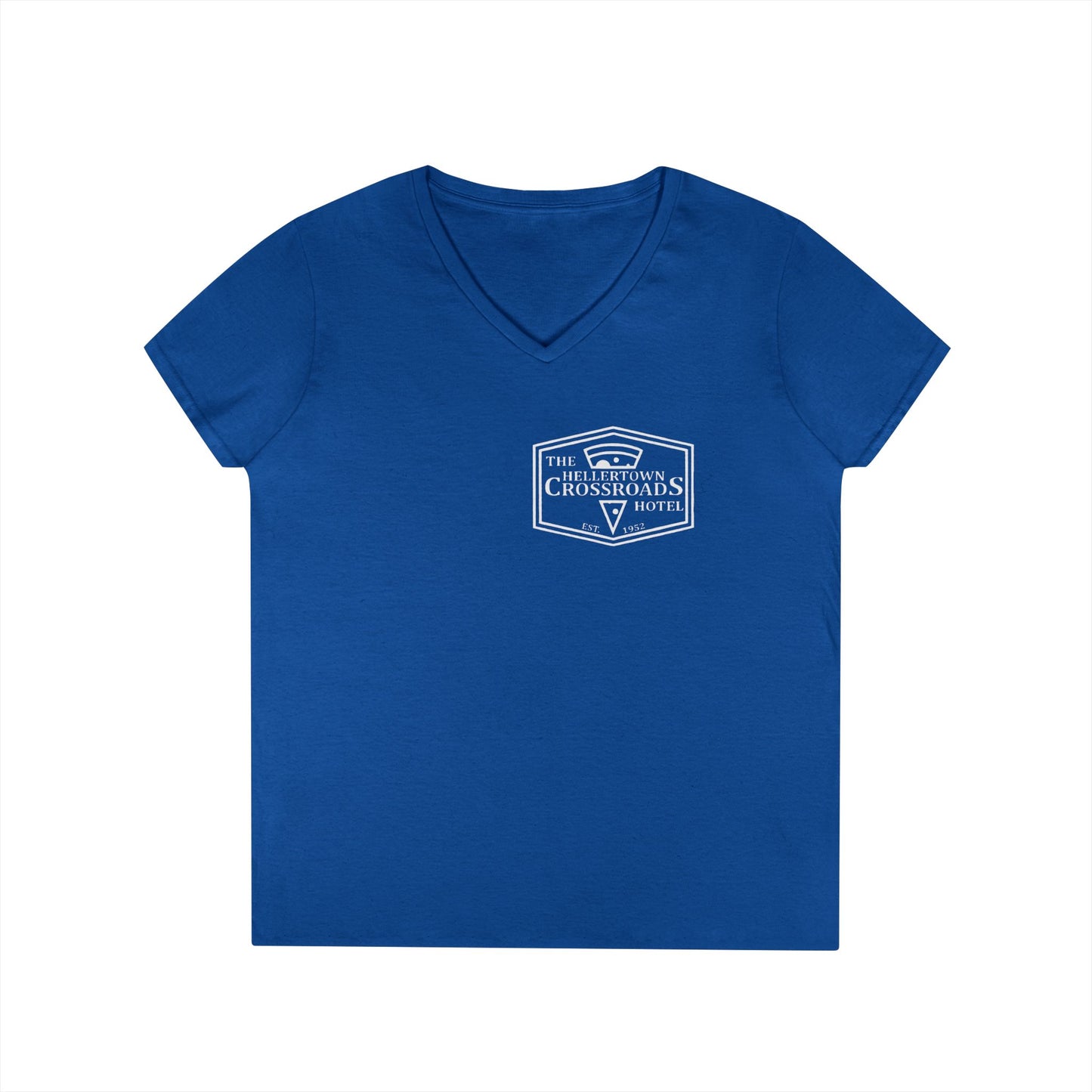 Ladies' V-Neck T-Shirt - Hellertown Crossroads Design