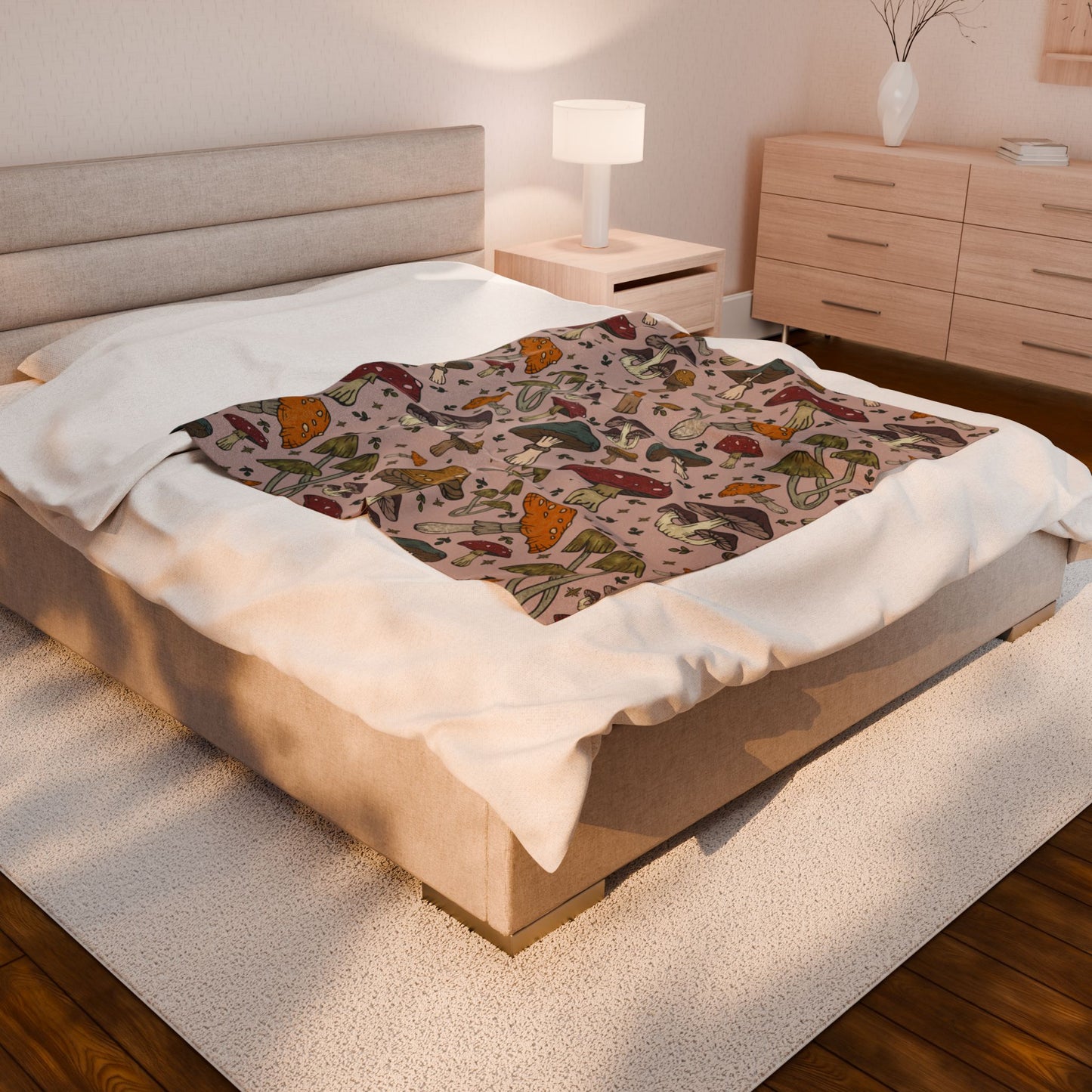 Mushroom Pattern Velveteen Plush Blanket