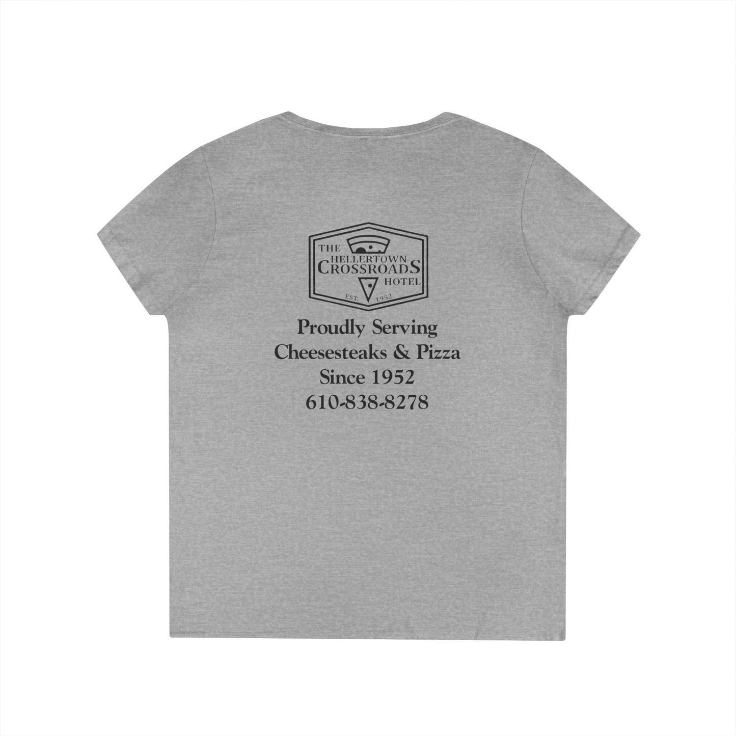 Ladies' V-Neck T-Shirt - Hellertown Crossroads Design