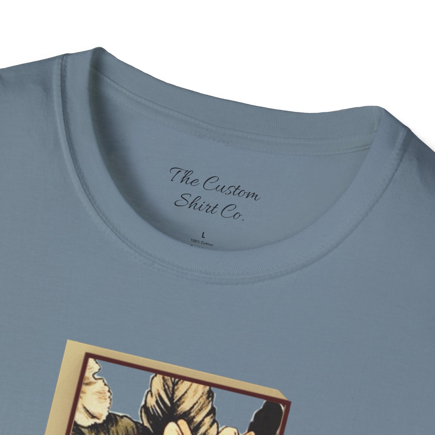 custom vintage flower shirt blue grey gray neck