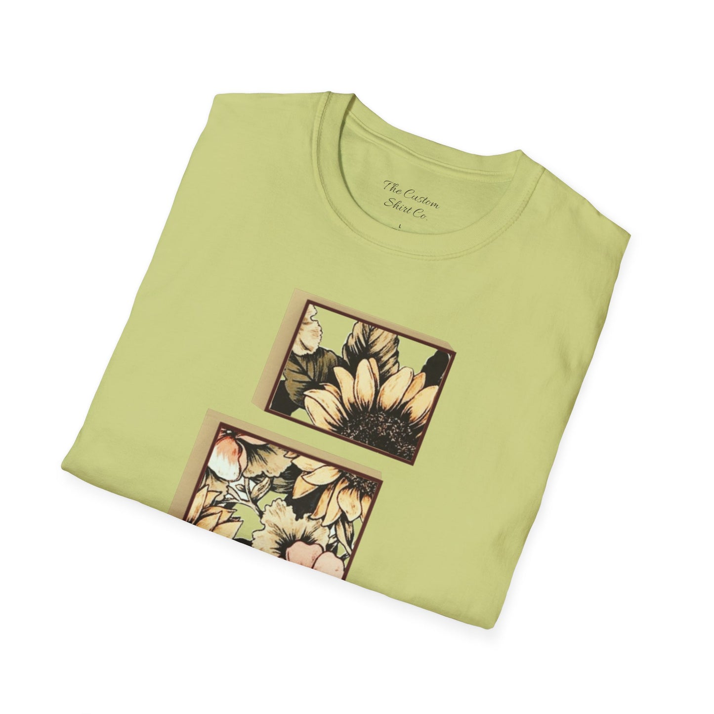 custom vintage flower shirt yellow green folded