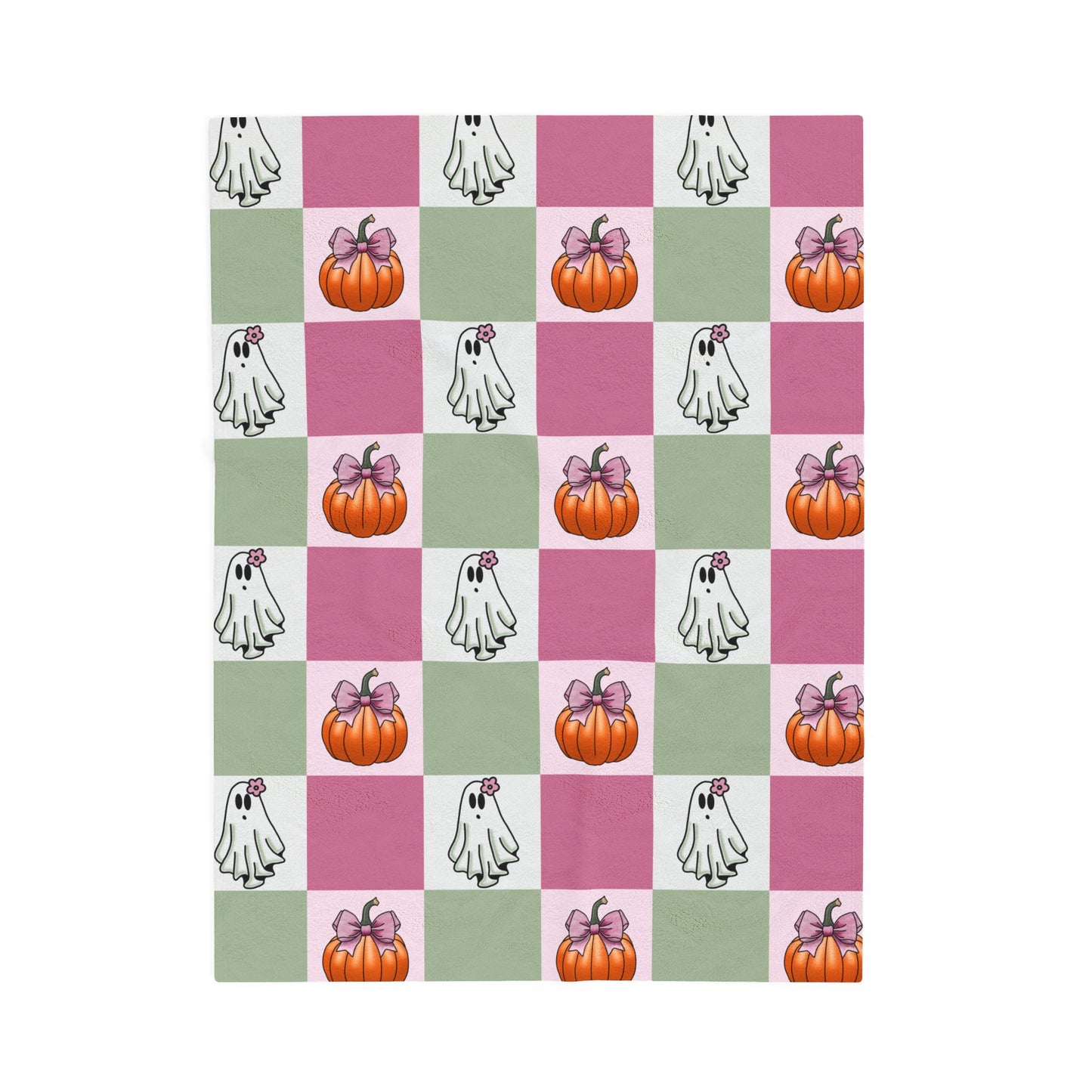 Halloween Ghost and Pumpkin Velveteen Plush Blanket