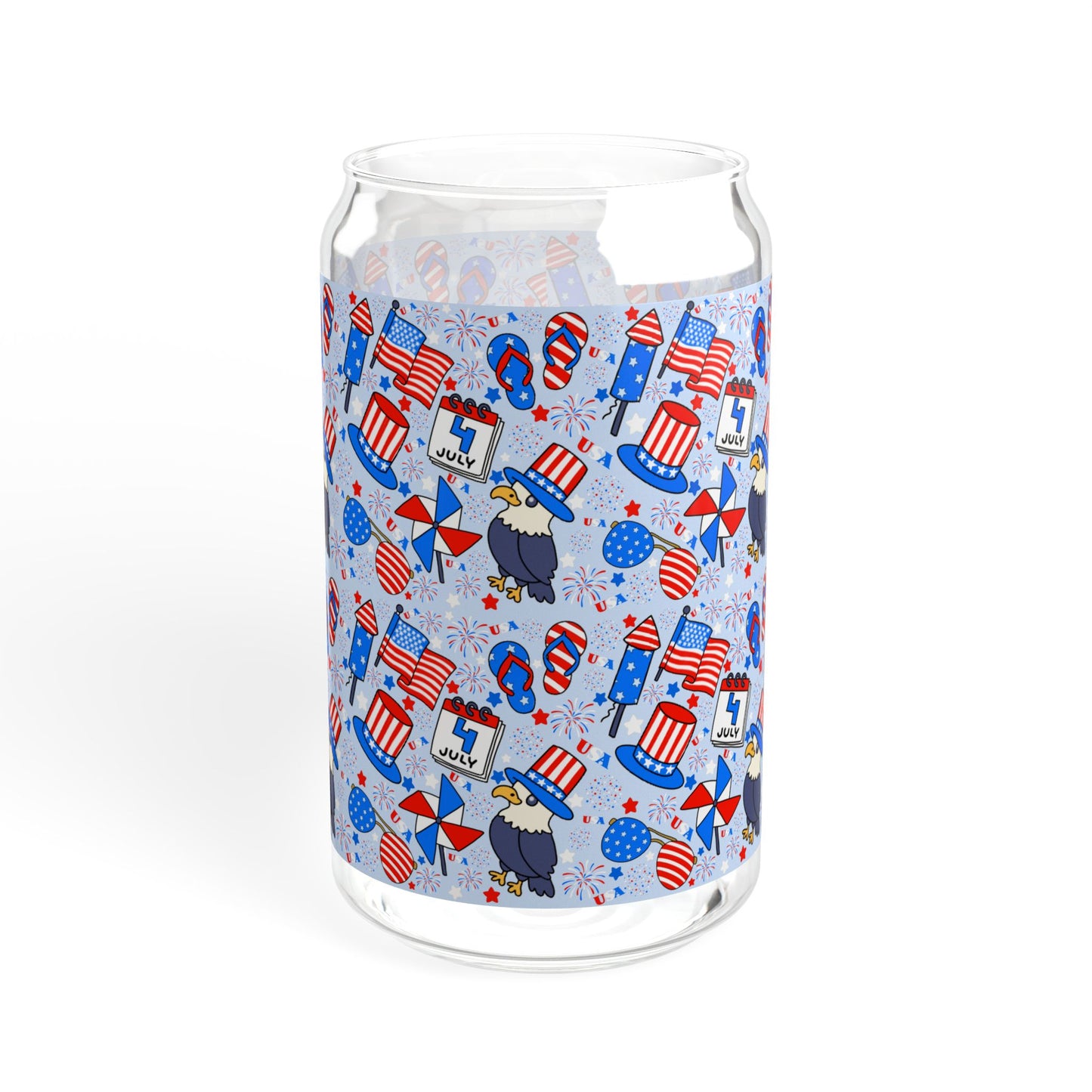 Patriotic Sipper Glass, 16oz | Fun Drinks, Summer Parties, BBQs, Independence Day, Kids' Parties, Reusable Water Bottles, Gift Ideas