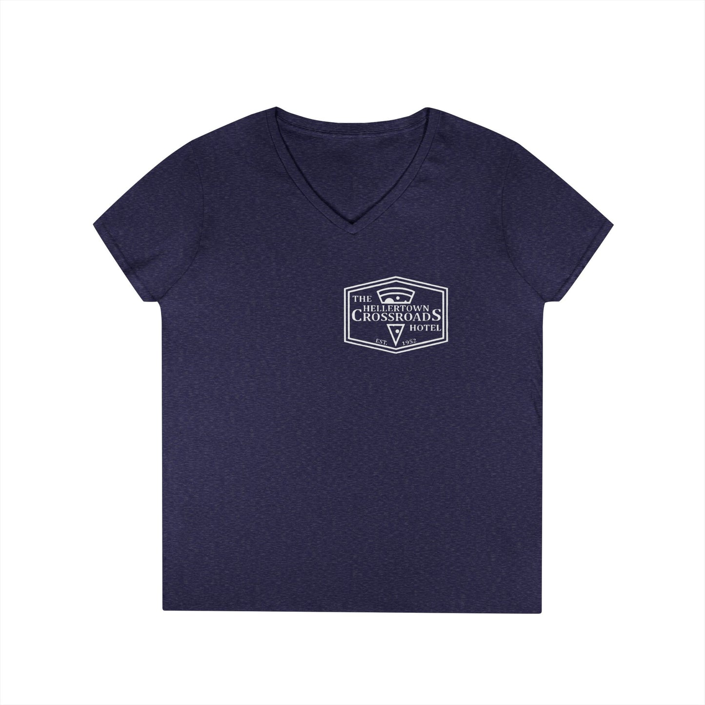 Ladies' V-Neck T-Shirt - Hellertown Crossroads Hotel Design