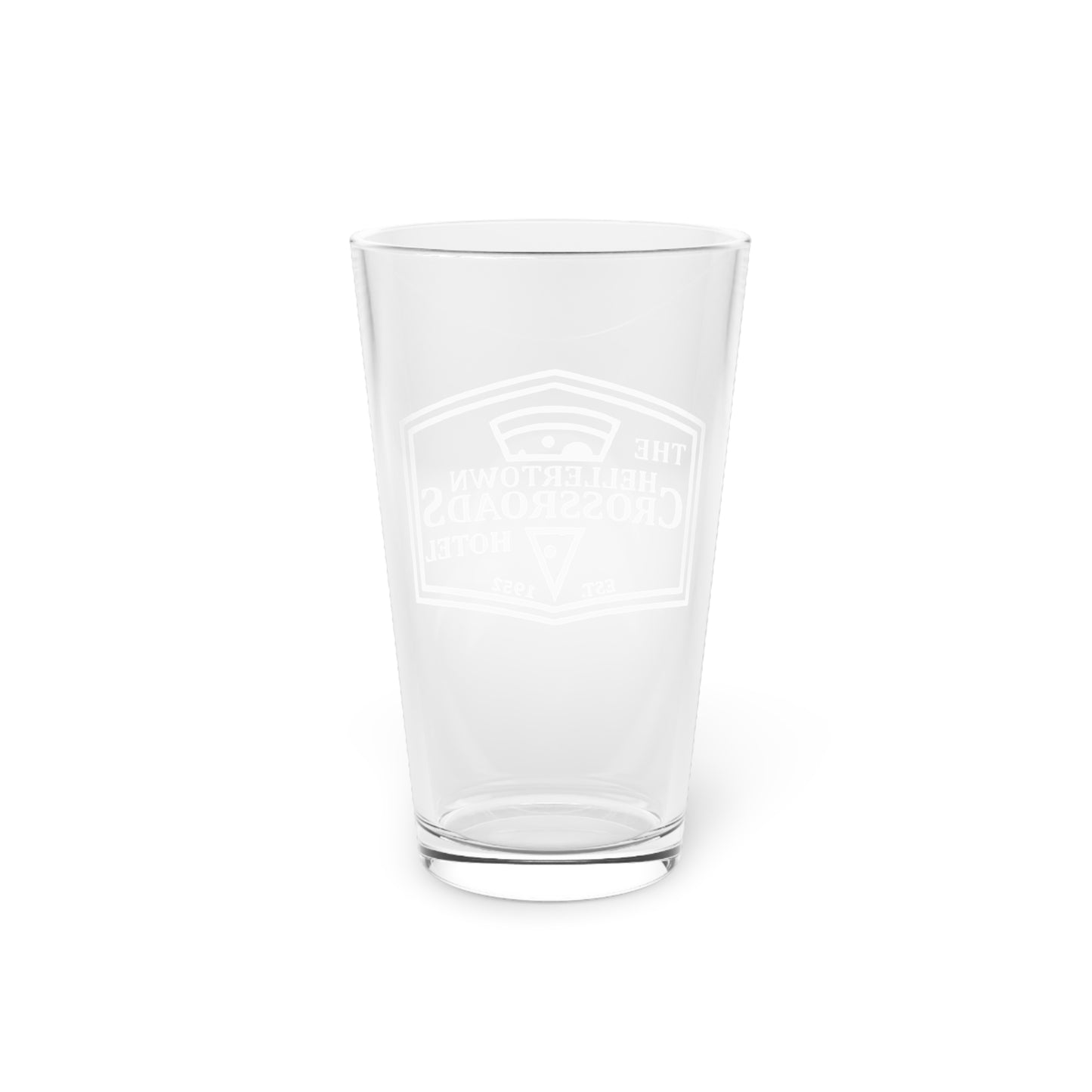 Hellertown Crossroads Hotel 16oz Pint Glass – Vintage Barware for Celebrations