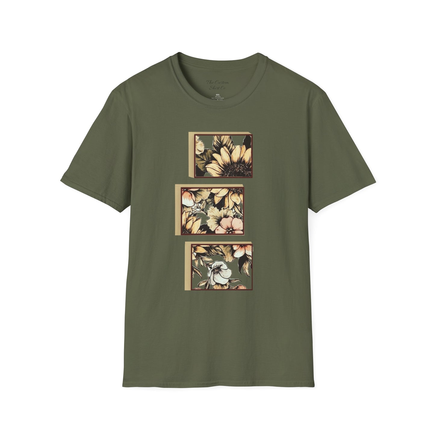 custom vintage flower shirt green forest dark deep
