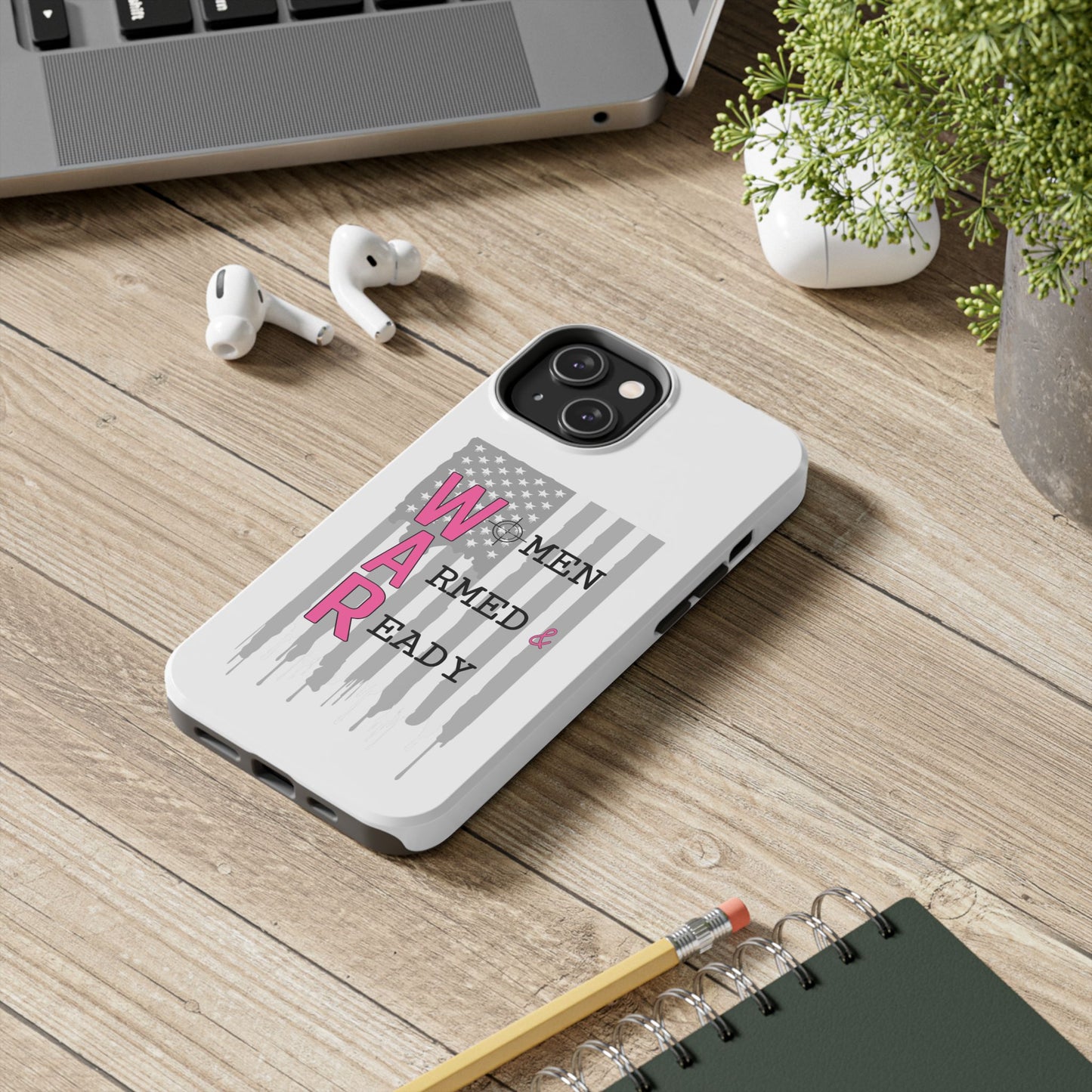 Women Armed & Ready Phone Case - Vertical Flag
