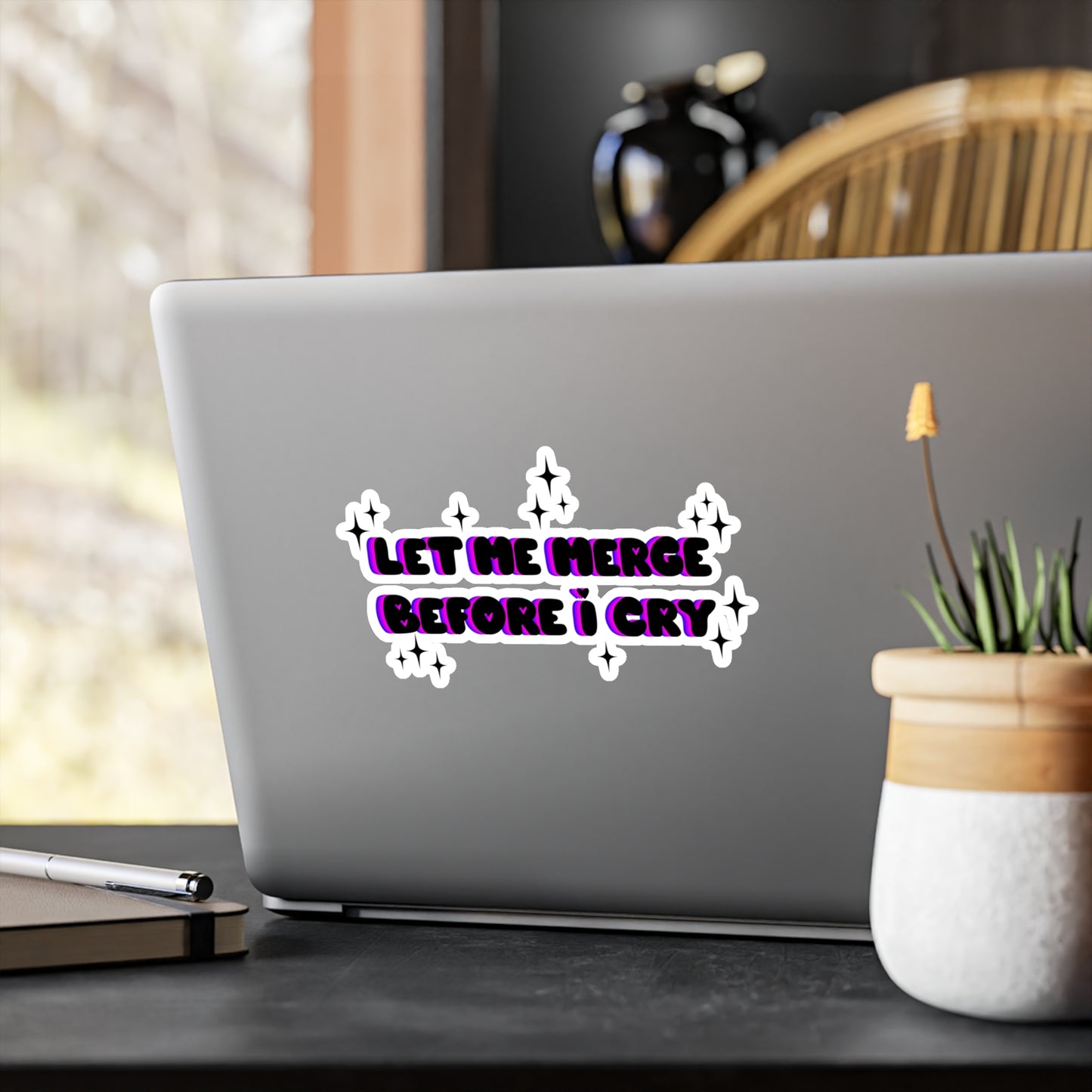 Let Me Merge Before I Cry Kiss-Cut Vinyl Decal