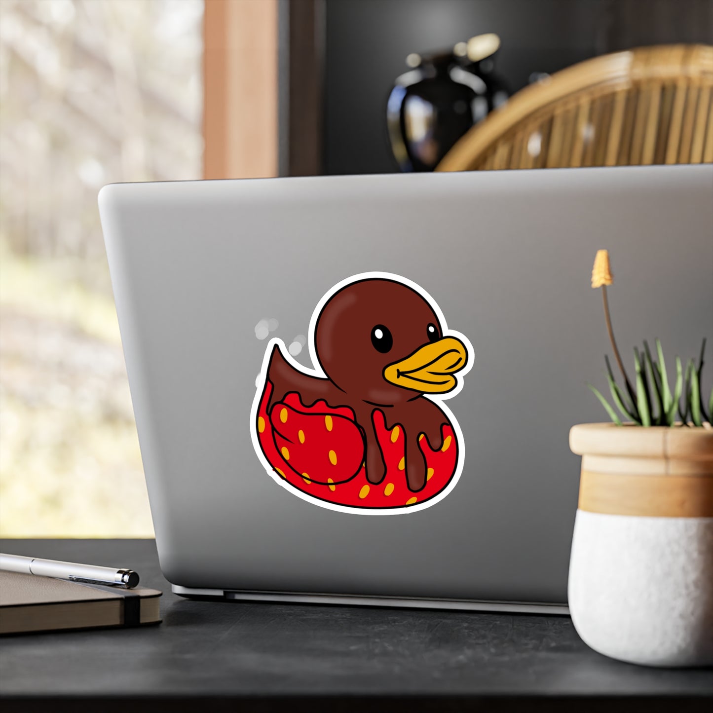 Chocolate Covered Strawberry Duck Kiss-Cut Vinyl Decal