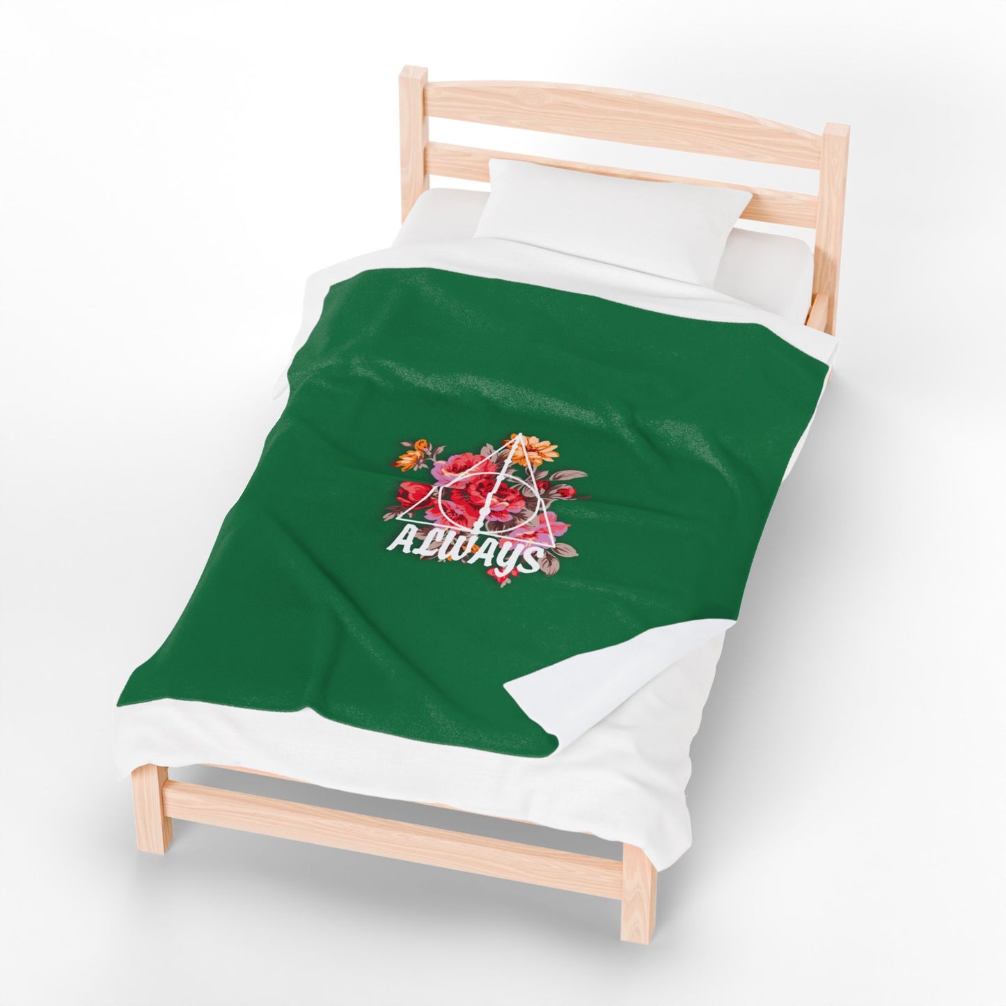 Slytherin 'Always' Floral Design Velveteen Plush Blanket
