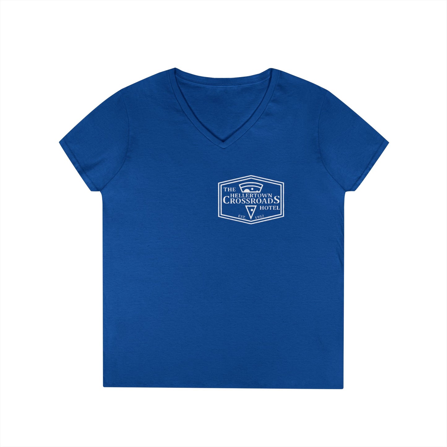 Ladies' V-Neck T-Shirt - Hellertown Crossroads Hotel Design