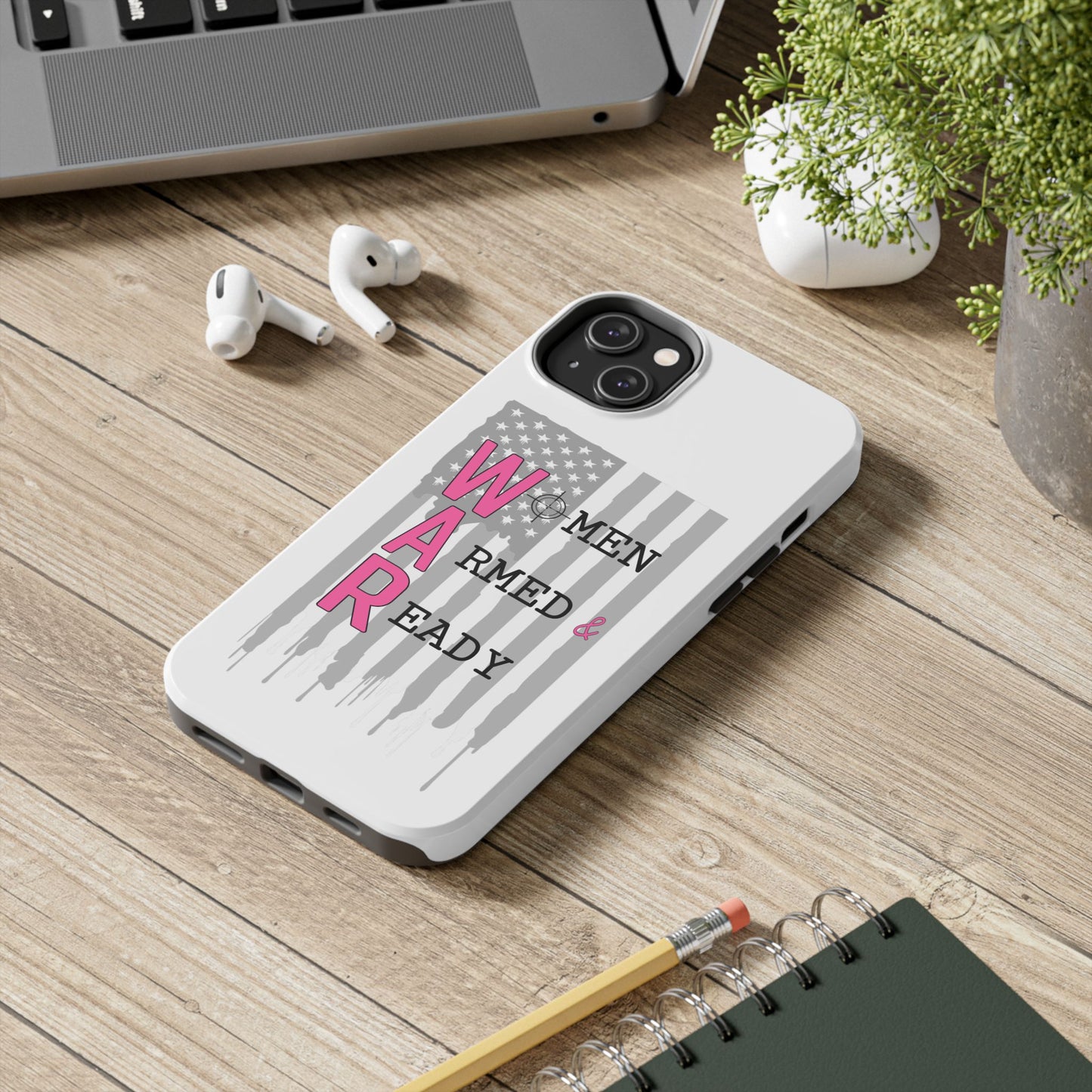 Women Armed & Ready Phone Case - Vertical Flag