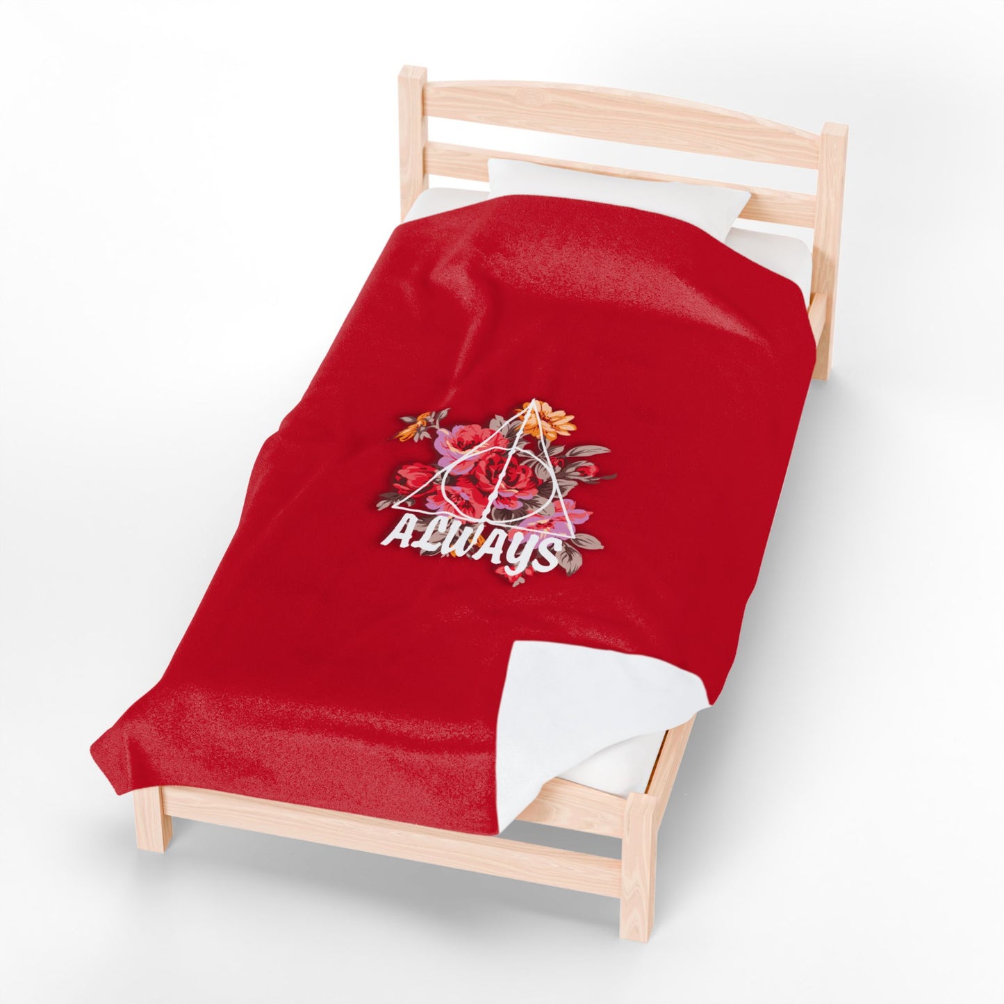 Gryffindor Floral 'Always' Design - Cozy Velveteen Plush Blanket
