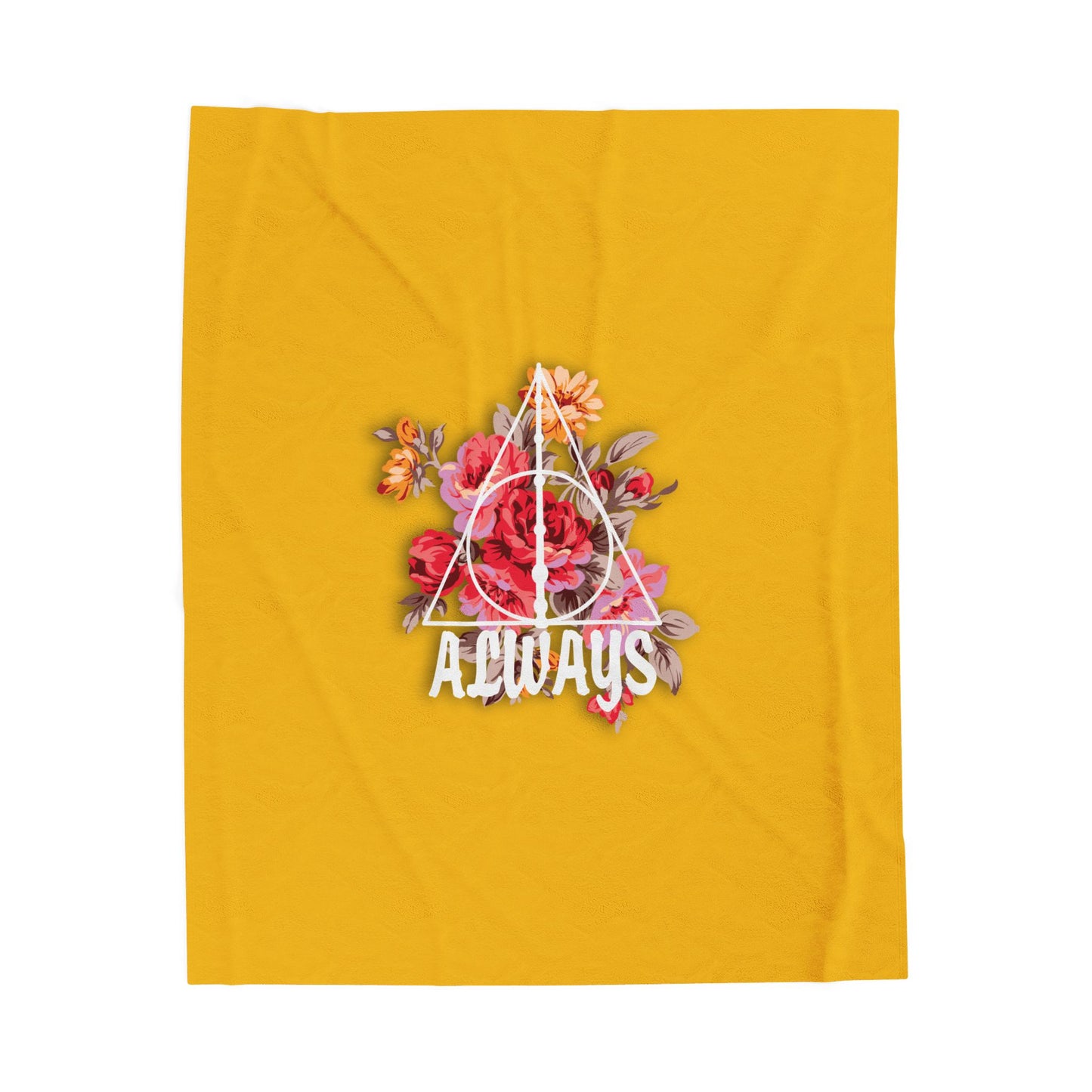 Hufflepuff 'Always' Floral Design - Velveteen Plush Blanket