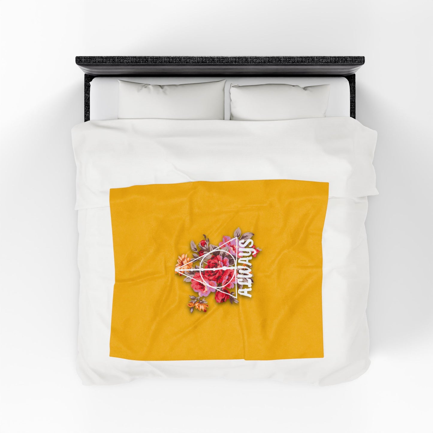 Hufflepuff 'Always' Floral Design - Velveteen Plush Blanket