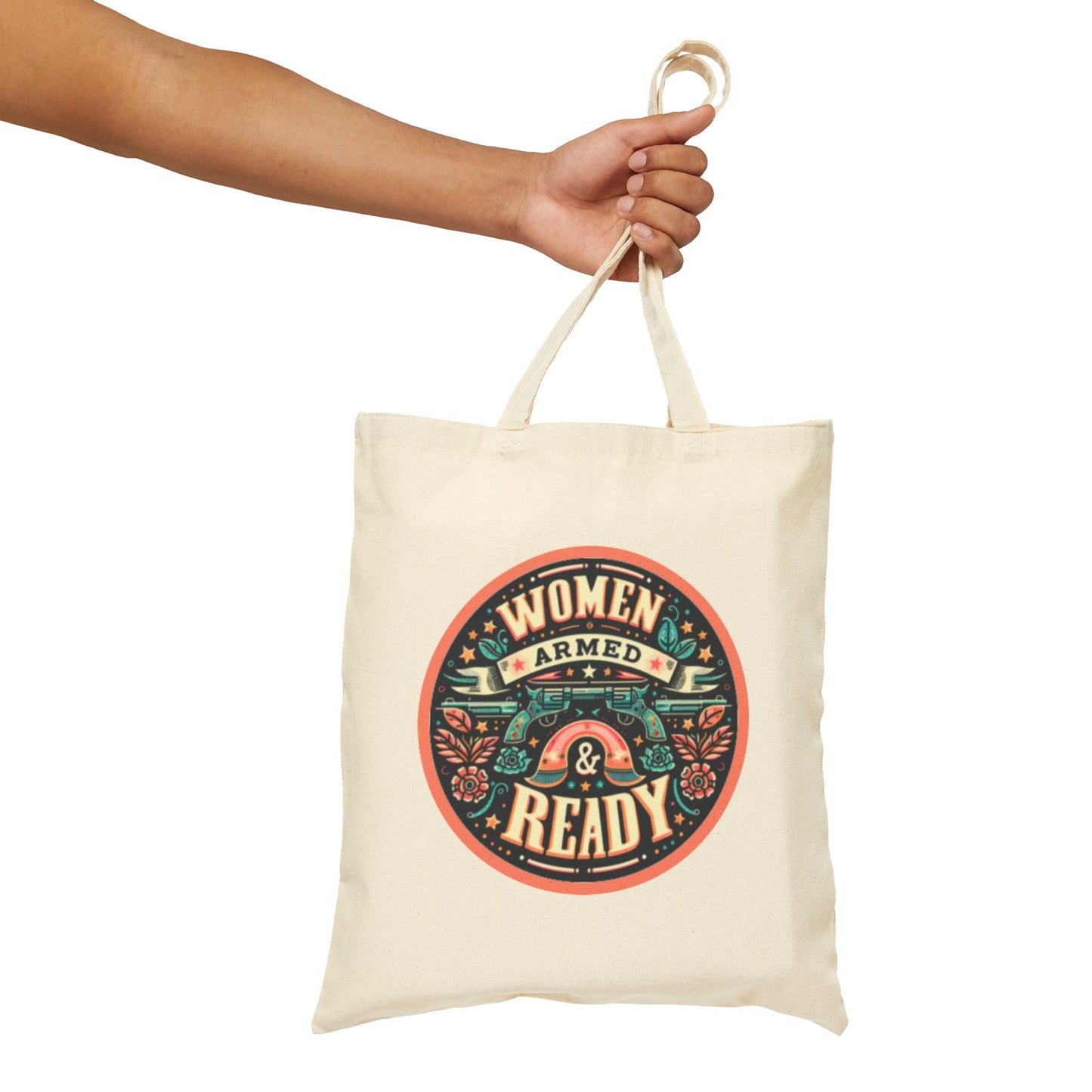 Women Armed & Ready Digital Design Cotton Canvas Tote Bag