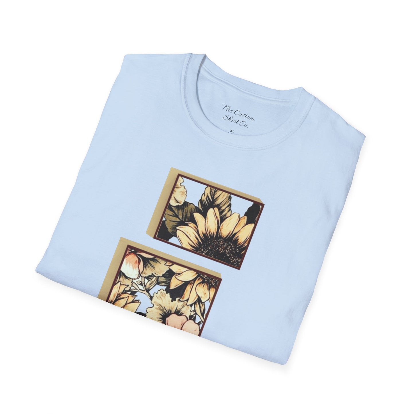 custom vintage flower shirt folded blue light