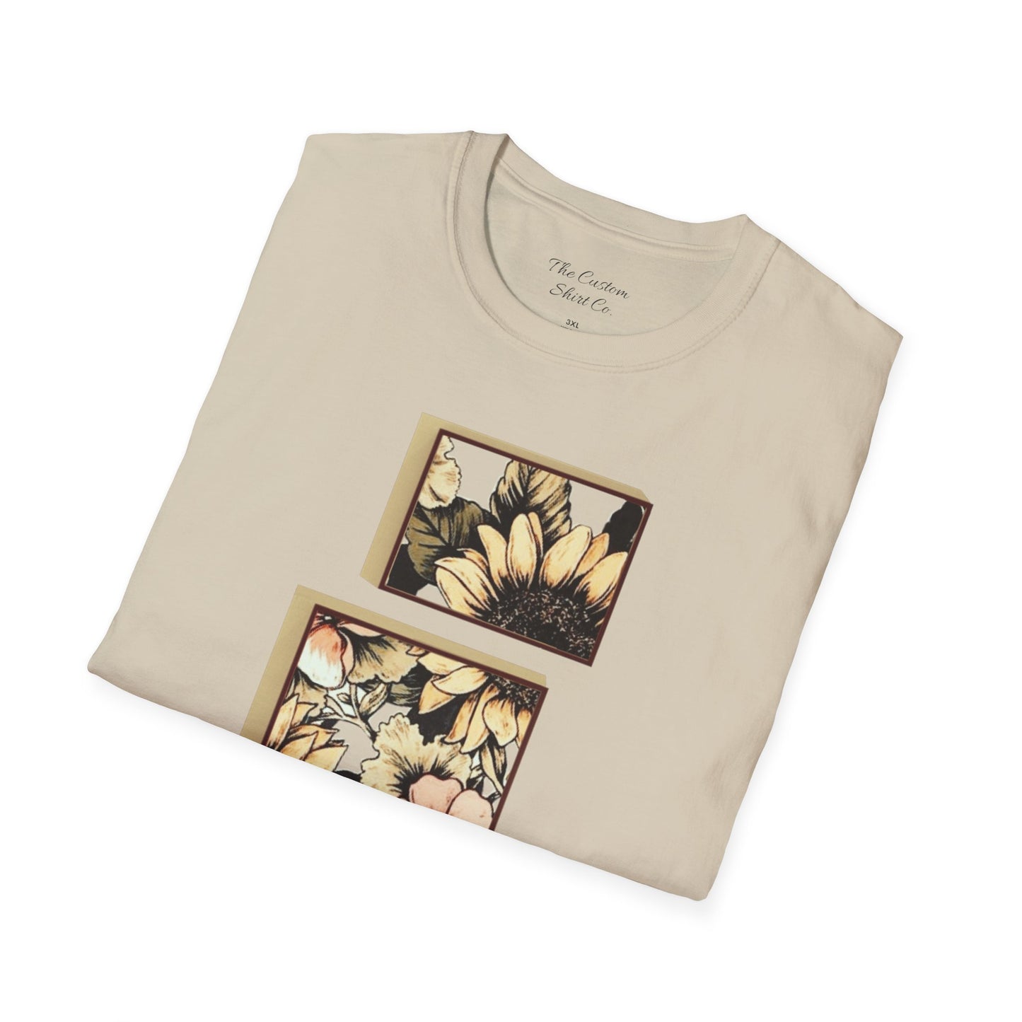 custom vintage flower shirt beige folded