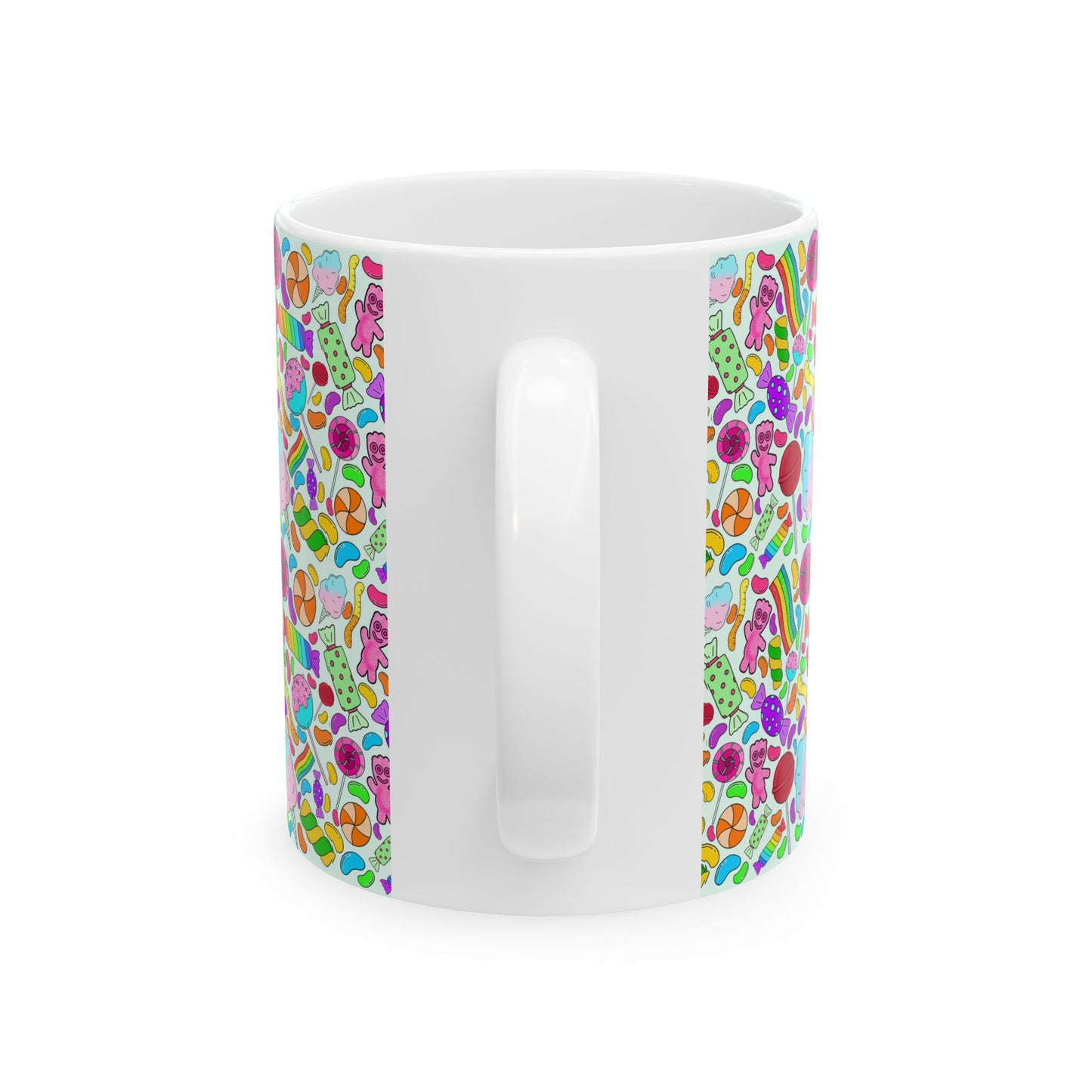 Colorful Candy Design Ceramic Mug, Fun Gift for Sweet Lovers, Ideal for Birthdays, Parties, and Everyday Use
