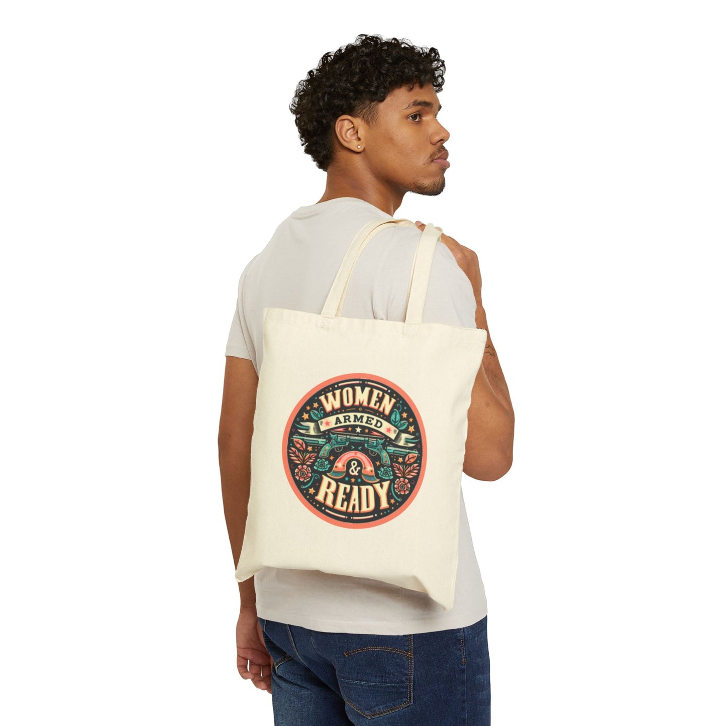Women Armed & Ready Digital Design Cotton Canvas Tote Bag