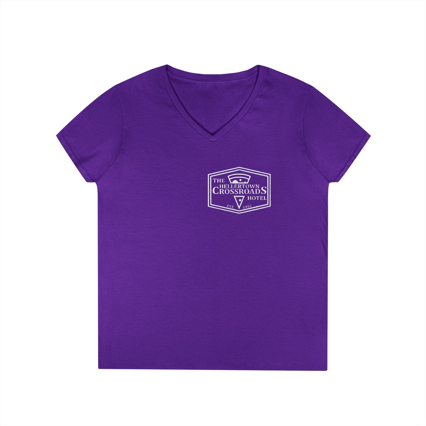 Ladies' V-Neck T-Shirt - Hellertown Crossroads Hotel Design
