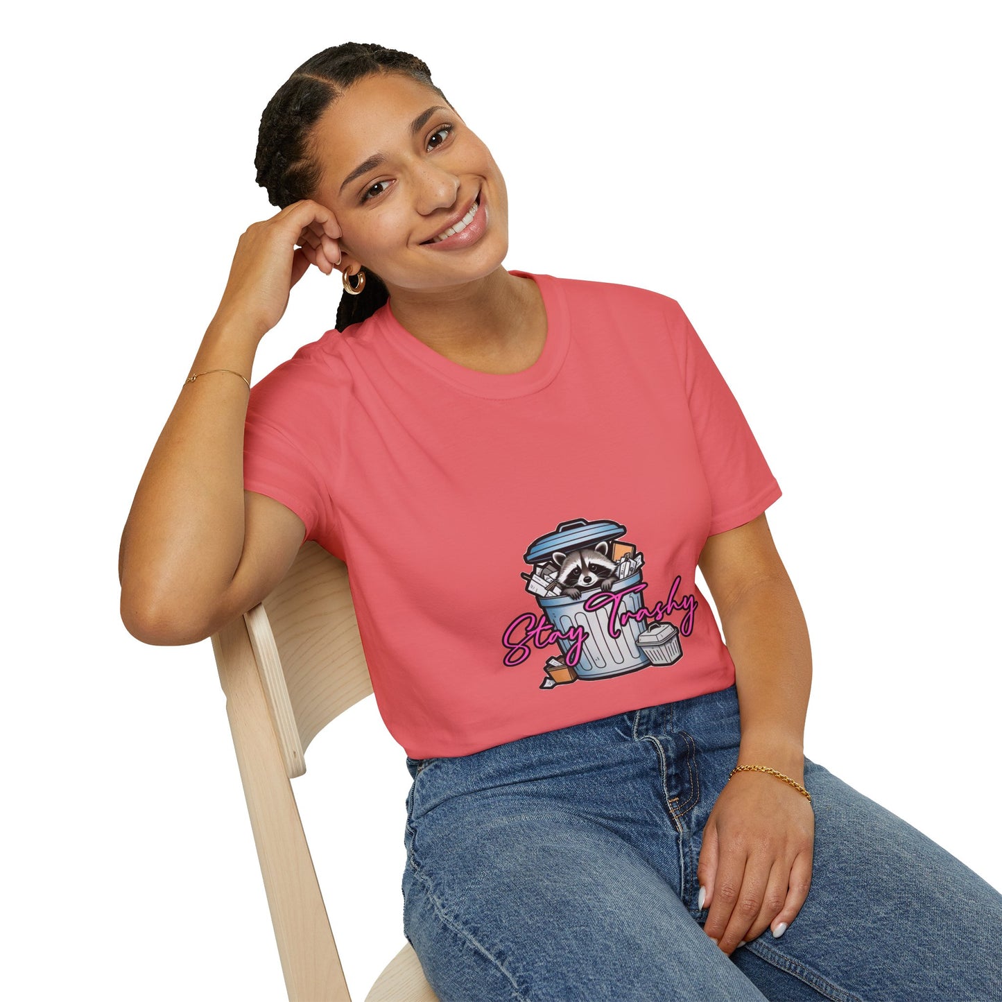 Stay Trashy T-Shirt - Cute Raccoon Design