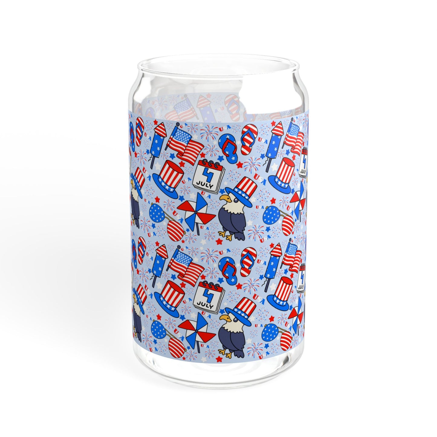 Patriotic Sipper Glass, 16oz | Fun Drinks, Summer Parties, BBQs, Independence Day, Kids' Parties, Reusable Water Bottles, Gift Ideas