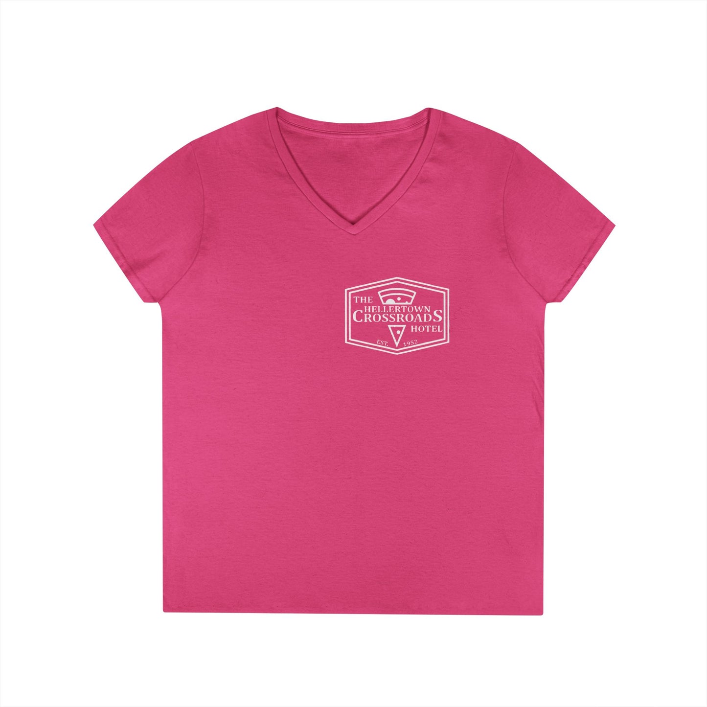 Ladies' V-Neck T-Shirt - Hellertown Crossroads Hotel Design