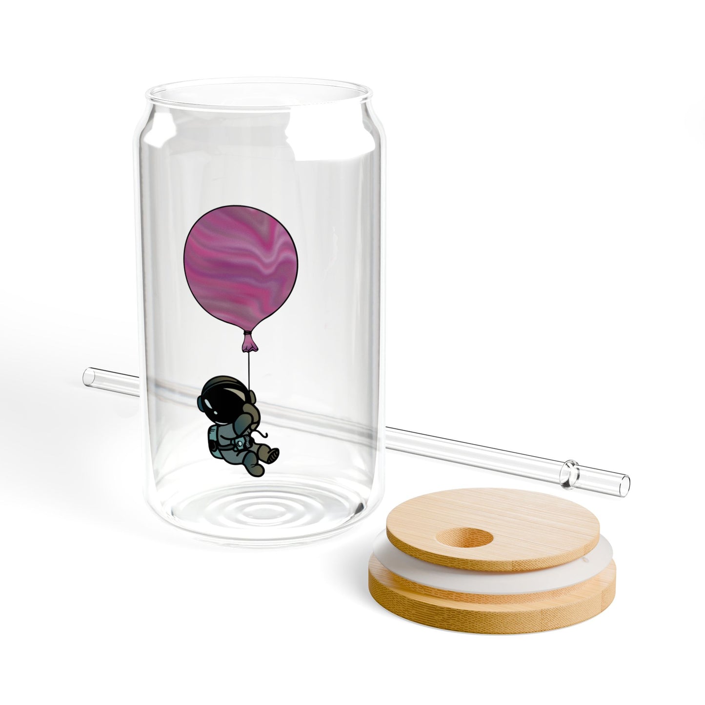 Astronaut Sipper Glass - 16oz with Bamboo Lid & Straw