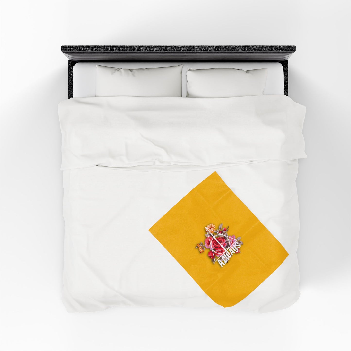 Hufflepuff 'Always' Floral Design - Velveteen Plush Blanket
