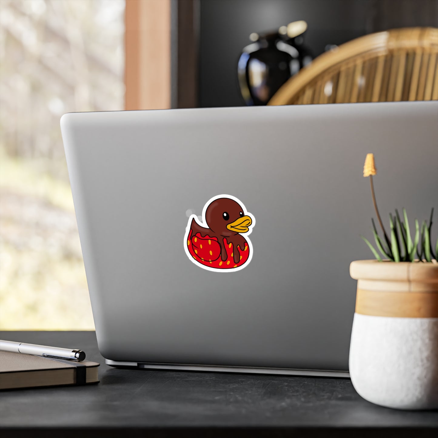 Chocolate Covered Strawberry Duck Kiss-Cut Vinyl Decal