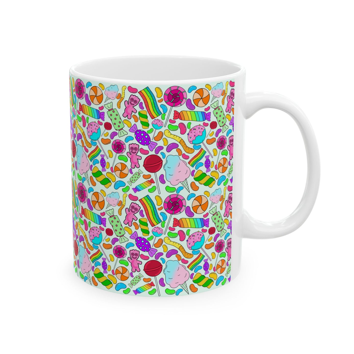 Colorful Candy Design Ceramic Mug, Fun Gift for Sweet Lovers, Ideal for Birthdays, Parties, and Everyday Use