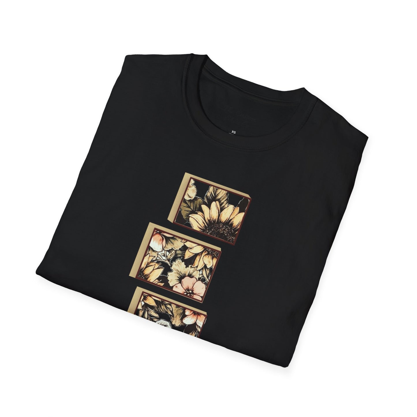 custom vintage flower shirt black folded
