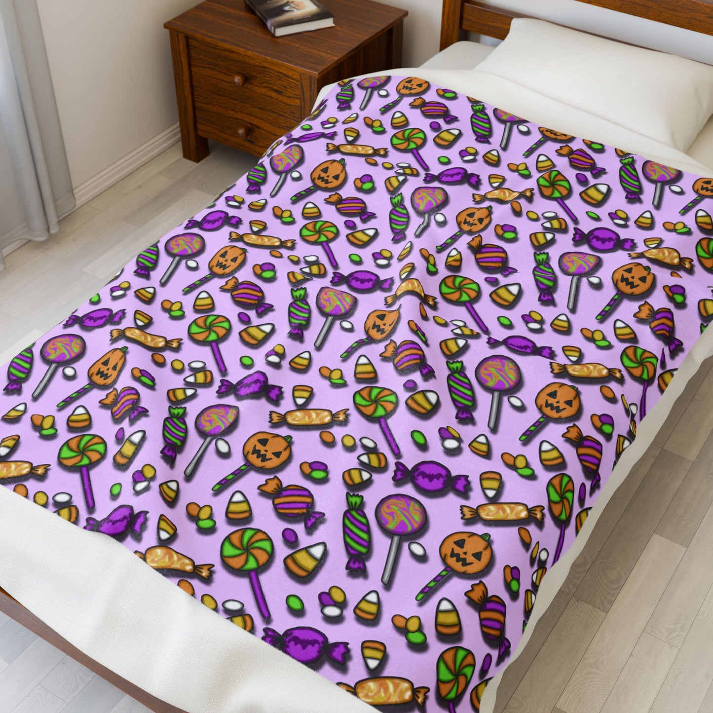 Halloween Candy Velveteen Plush Blanket